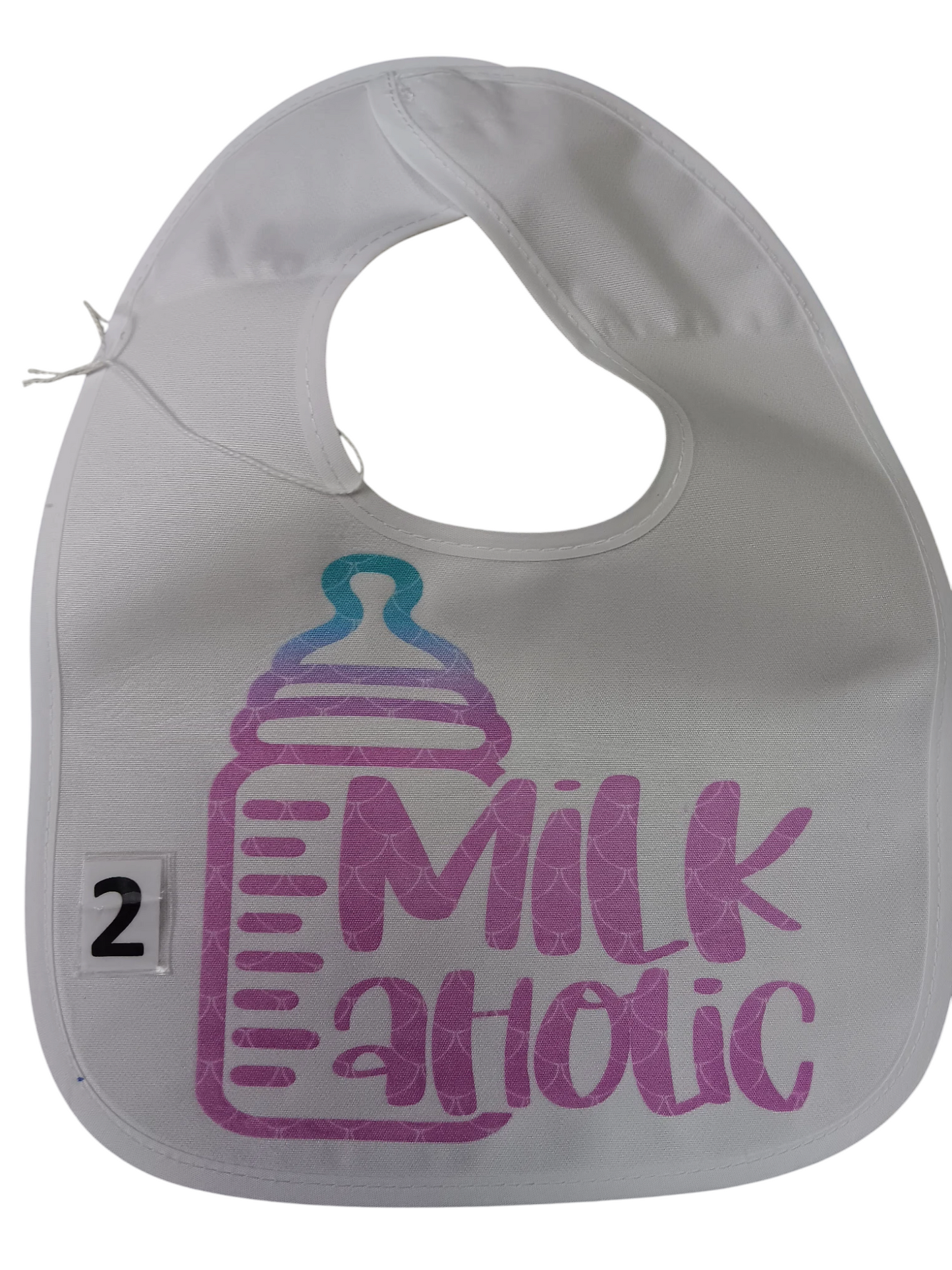 Milkaholic bib , printed.