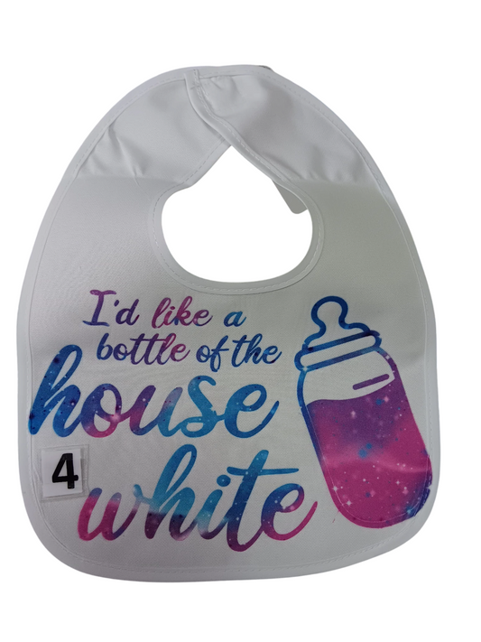 I like a bottle of the house white. Printed.